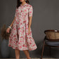 Antaran White Pure Cotton Tiered Floral Printed Dress - Swadesiicart