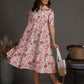 Antaran White Pure Cotton Tiered Floral Printed Dress - Swadesiicart