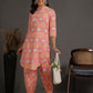 Antaran Peach Pure Cotton Printed Co Ord Set