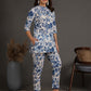 Antaran White Pure Cotton Printed Cord Set With Lace Detail - Swadesiicart