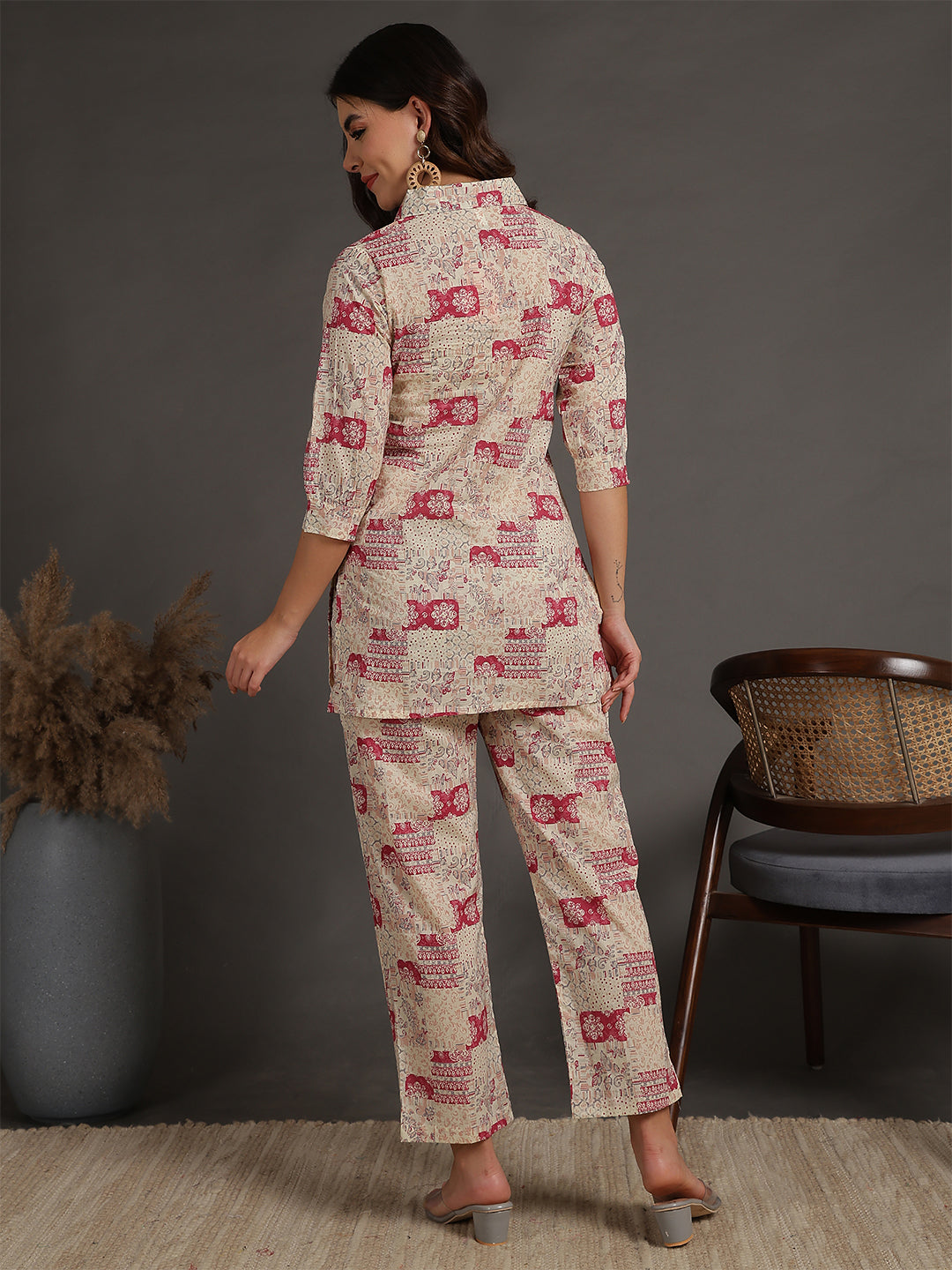 Antaran Cream Pure Cotton Printed Co Ord Set - Swadesiicart