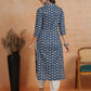 Antaran Blue Pure Cotton Printed Kurta With V Neck - Swadesiicart