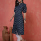 Antaran Blue Pure Cotton Front Buttoned Indigo Printed Kurta - Swadesiicart