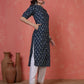Antaran Blue Pure Cotton Front Buttoned Indigo Printed Kurta - Swadesiicart