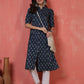 Antaran Blue Pure Cotton Front Buttoned Indigo Printed Kurta - Swadesiicart