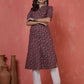 Antaran Maroon Pure Cotton Front Buttoned Printed Kurta - Swadesiicart