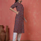 Antaran Maroon Pure Cotton Front Buttoned Printed Kurta - Swadesiicart