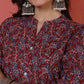 Antaran Maroon Pure Cotton Front Buttoned Printed Kurta - Swadesiicart
