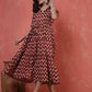 Antaran Maroon Pure Cotton Tiered Printed Dress - Swadesiicart