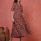 Antaran Maroon Pure Cotton Tiered Printed Dress - Swadesiicart