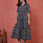 Antaran Blue Pure Cotton Tiered Printed Dress - Swadesiicart