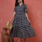 Antaran Blue Pure Cotton Tiered Printed Dress - Swadesiicart
