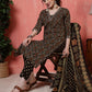 Antaran Black Pure Cotton Embroidered Kurta Pant Dupatta - Swadesiicart