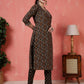 Antaran Black Pure Cotton Embroidered Kurta Pant Dupatta - Swadesiicart