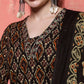 Antaran Black Pure Cotton Embroidered Kurta Pant Dupatta - Swadesiicart