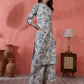 Antaran Off White Pure Cotton Printed Kurta Pant Set - Swadesiicart