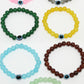 NVR Men & Women Set of 7 Crystals Beaded Evil Eye Elasticated Bracelet - Swadesiicart