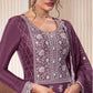 Anaita Wine Embroidered Work Silk Stitched Sharara Suit
