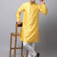 Even Apparels Yellow Pure Cotton Men's Kurta With Band Collar (SLK1187) | Swadesiicart