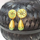 Terracotta Round Earstuds With Drops-Copper And Green | Swadesiicart