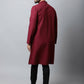 Even Apparels Maroon Color Linen Pure Cotton Men's Kurta With Side Placket (SLD1182) | Swadesiicart