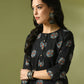 Myshka Women's Black Printed Cotton Round Neck Party Tunic With Trousers Co-ord set - Swadesiicart