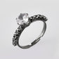 VOJ white CZ-detail Stainless Steel Cubic Zirconia Rhodium Plated Adjustable Finger Ring | Swadesiicart