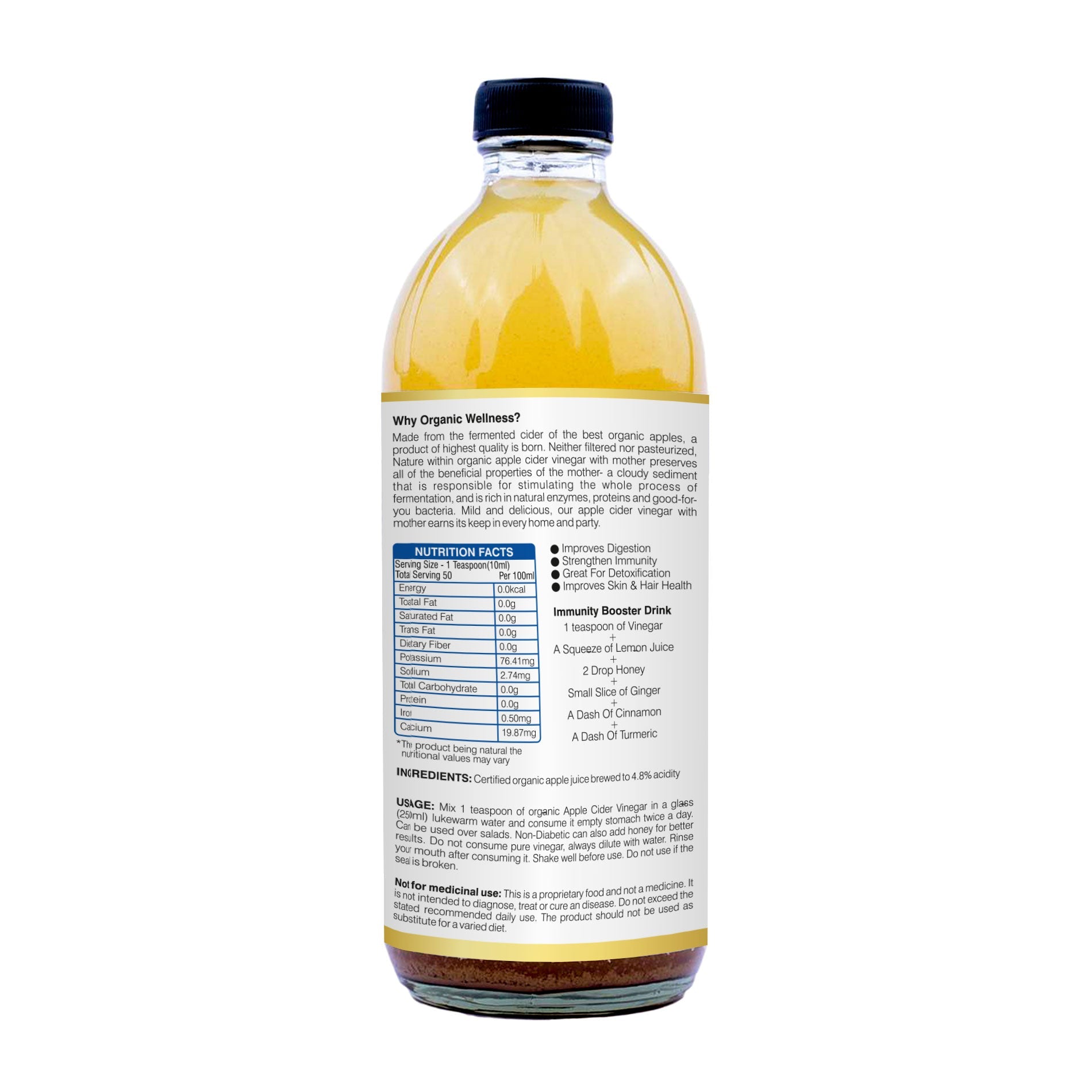 Organic Wellness Apple Cider Vinegar with Mother - Swadesiicart