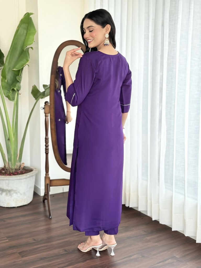 Blue Viscose Chanderi Stitched Suit With Dupatta - Tanisha | Swadesiicart