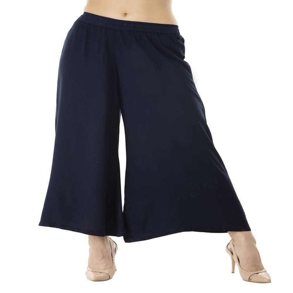 Lagi Women's Navy Blue Solid Palazzo (PLZ01B) | Swadesiicart