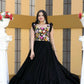 Jyoti Fashion Women's Black Sequins Thread Embroidery Faux Blooming Anarkali Dress | Swadesiicart