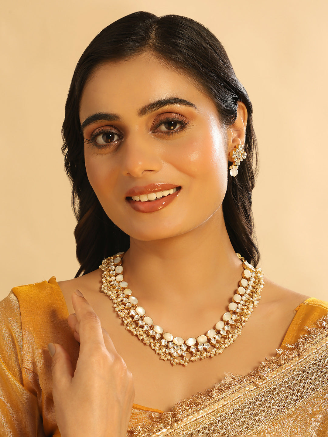 Nuyug 22K Gold Plated Ivory Dusk MOP Necklace | Swadesiicart