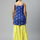 Ahalyaa Womens Royal Blue Pure Cotton Printed Tunic Sharara Set | Swadesiicart