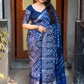 Lightblue Jute Silk Printed Saree with Unstitched Blouse - Hiral Fashion | Swadesiicart