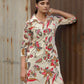Prazu Fashion Cream Khadi Cotton Floral Printed Co-Ord Set - Swadesiicart