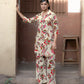 Prazu Fashion Cream Khadi Cotton Floral Printed Co-Ord Set - Swadesiicart