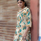 Prazu Fashion Cream Khadi Cotton Floral Printed Co-Ord Set - Swadesiicart