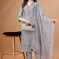 Prazu Fashion Light Grey Chanderi Silk Chikankari Kurta Set | Swadesiicart