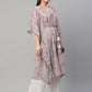 Ahalyaa Women Grey Georgette Floral Printed Kaftan Kurta | Swadesiicart