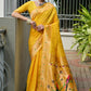 Vishnu Weaves Women's Yellow Paithani Silk Zari Woven Saree with Blouse - Swadesiicart