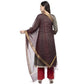 A R Silk Women's Chanderi Zari Embroidery Wine Regular Dupatta