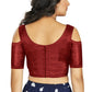 Aastha Fashion Women's Maroon Art Silk Cold Shoulder Sleeve Readymade Blouse