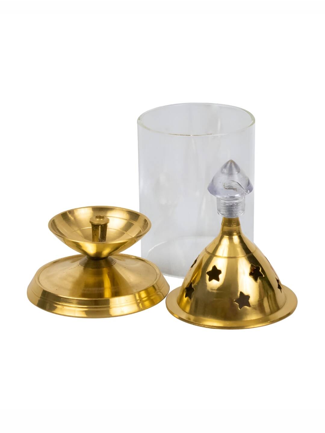 Spillbox Gold-Toned Brass Glass Udupi Diya Pooja Essential | Swadesiicart