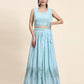 Blue Pure Viscose Georgette Sequence Embroidery work Lehenga Choli with Dupatta - Aakriti