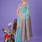 Shree Shyam Fashion Sea Green Woven Zari Traditional Linen Cotton Saree with Rich Pallu & Unstitched Blouse - Festive & Wedding Wear Saree