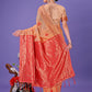 Shree Shyam Fashion Orange Woven Zari Traditional Linen Cotton Saree with Rich Pallu & Unstitched Blouse - Festive & Wedding Wear Saree