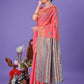 Shree Shyam Fashion Pink Woven Zari Traditional Linen Cotton Saree with Rich Pallu & Unstitched Blouse - Festive & Wedding Wear Saree