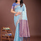 Shree Shyam Fashion Elegant Sky Blue Cotton Saree with Contrast Pallu - Perfect Blend of Tradition & Comfort