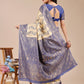 Astita Cream & Navy Blue Banarasi silk Woven Zari Work Traditional Tassel Saree | Swadesiicart