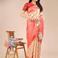 Astita Cream & Red Banarasi silk Woven Zari Work Traditional Tassel Saree | Swadesiicart